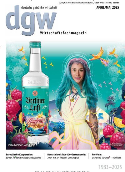 Titelbild der Ausgabe 5/2025 von dgw deutsche getränke wirtschaft. Diese Zeitschrift und viele weitere Gastronomiezeitschriften, Fashionmagazine, Beautymagazine als Abo oder epaper bei United Kiosk online kaufen.